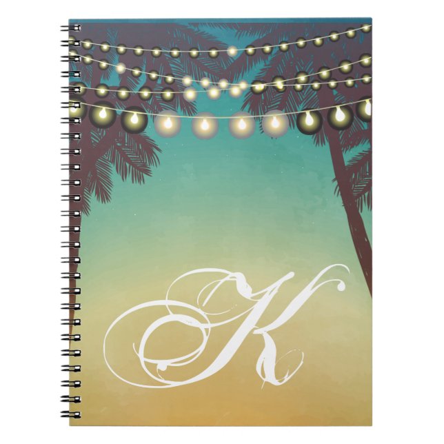 Cuaderno Nota Personalizada Libro Playa Sunset Palm Trees S (Frente)