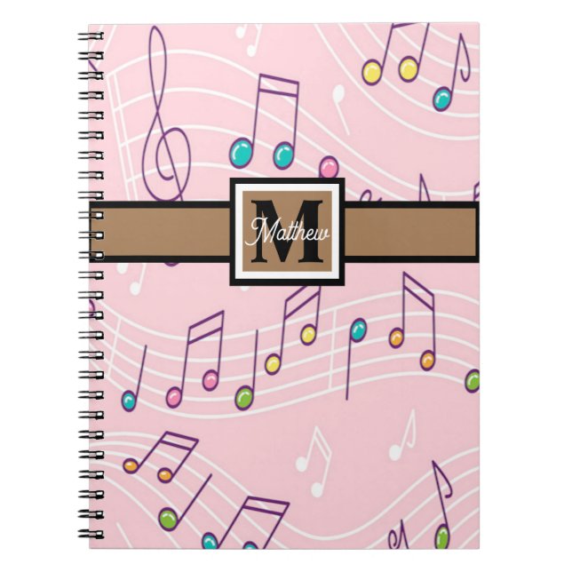 Cuaderno Nota sobre música rosa Monograma musical (Frente)