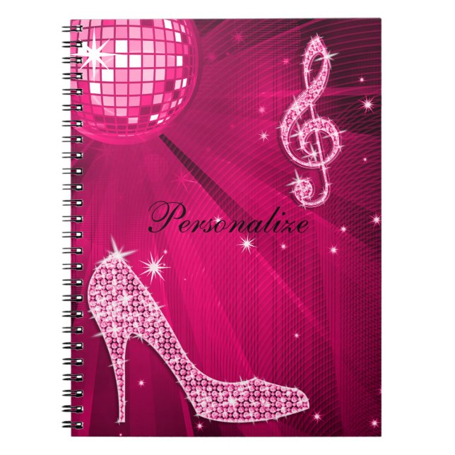 Cuaderno Nota y tacón de aguja brillantes de la música de (Frente)