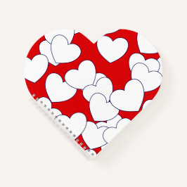Cuaderno Notable portátil con forma de corazón rojo y coraz