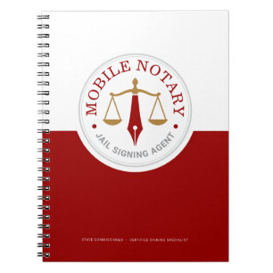 Cuaderno Notaría Móvil Personalizada Firma Legal Rojo Dorad