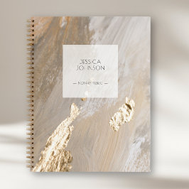 Cuaderno Notario Público Estilizado Beige Dorado Acuarela N