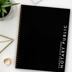 Cuaderno Notario público moderno rosa y negro vertical