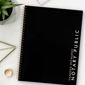 Cuaderno Notario público moderno rosa y negro vertical