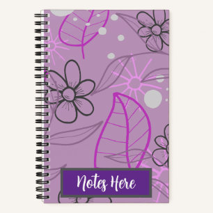 Cuaderno Notas Aquí Flor Hojas Patrón Espiral de Planta