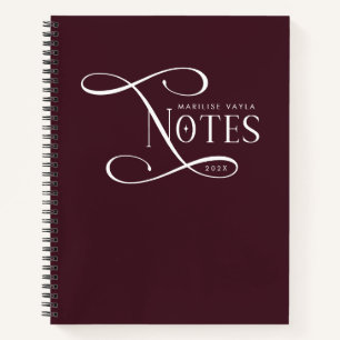 Cuaderno Notas Burgundy Personalizadas Modernas y Elegantes