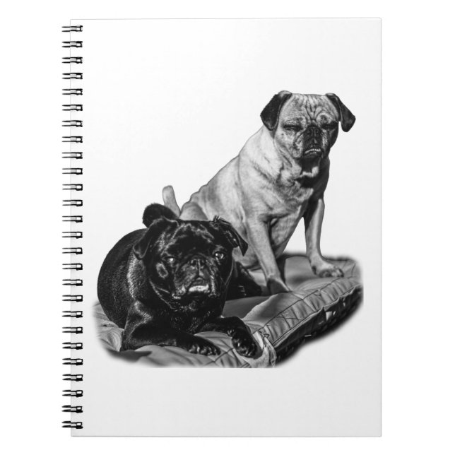 Cuaderno Notas con Pug, Encanto Sombreado (Frente)