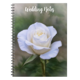 Cuaderno Notas de Boda de Rosa Blanca o Diario Personalizad