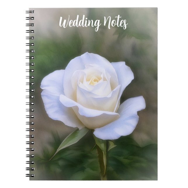 Cuaderno Notas de Boda de Rosa Blanca o Diario Personalizad (Frente)