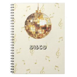 Cuaderno Notas de brillo de bola de discoteca de oro