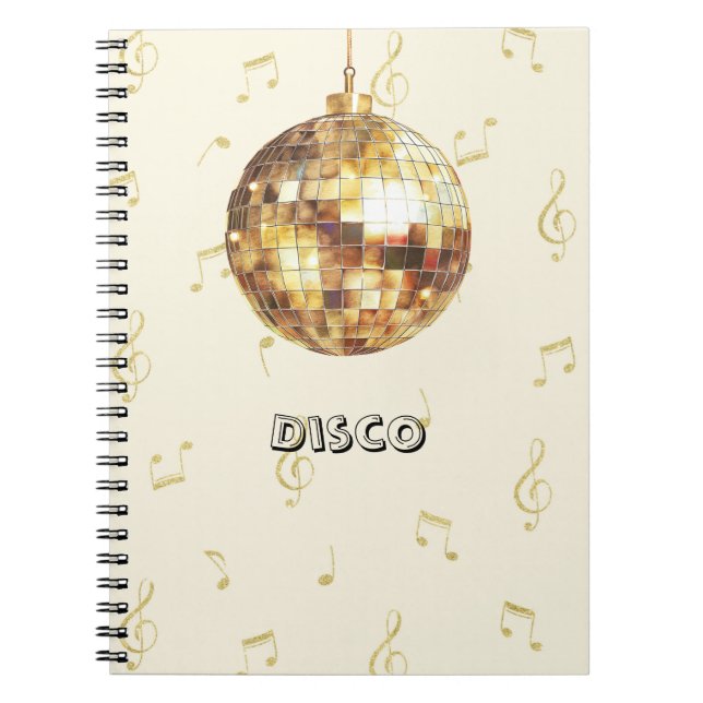 Cuaderno Notas de brillo de bola de discoteca de oro (Frente)