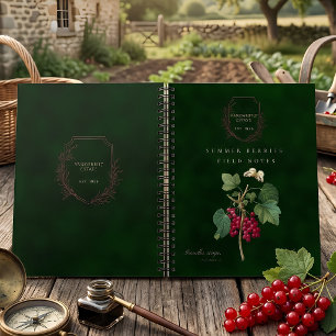 Cuaderno Notas de Campo de Bayas de Verano Vintage Verde Ro