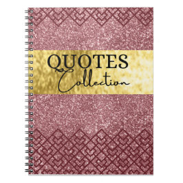 Cuaderno notas de colección de citas de purpurina rosa