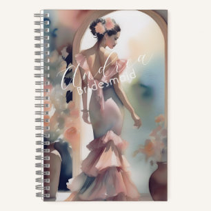 Cuaderno Notas de dama de honor de arte en acuarela románti