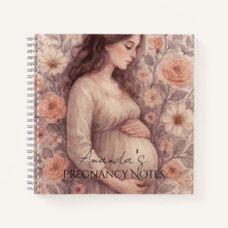 Cuaderno Notas de embarazo, mujer embarazada blanca