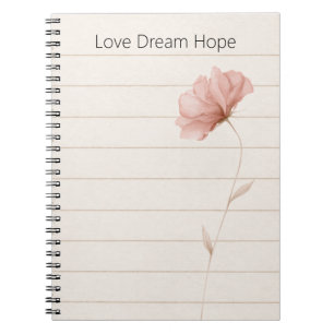 Cuaderno Notas de Flor Rosa de Amor y Esperanza Soñada