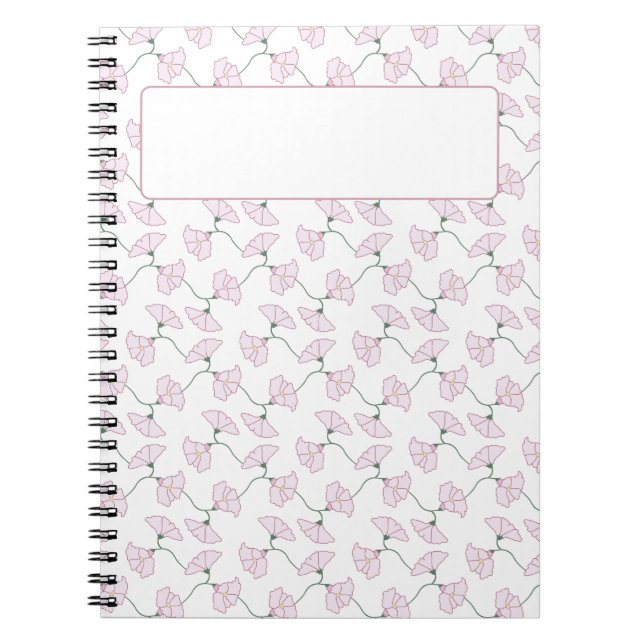 Cuaderno Notas de flores de viñas florales rosadas (Frente)