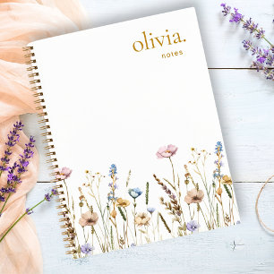 Cuaderno Notas de Foliage de Watercolor Field Wildflowers