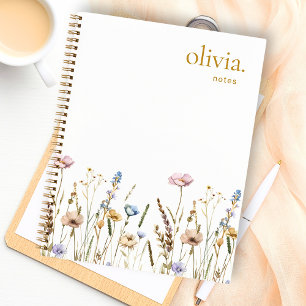 Cuaderno Notas de Foliage de Watercolor Field Wildflowers