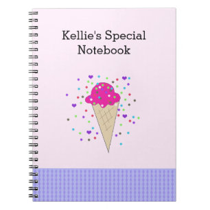 Cuaderno Notas de helado de confeti rosa