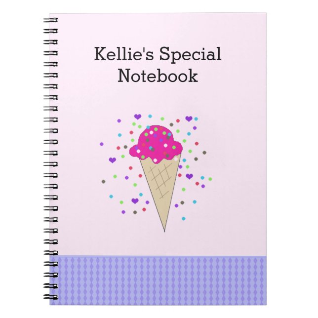 Cuaderno Notas de helado de confeti rosa (Frente)