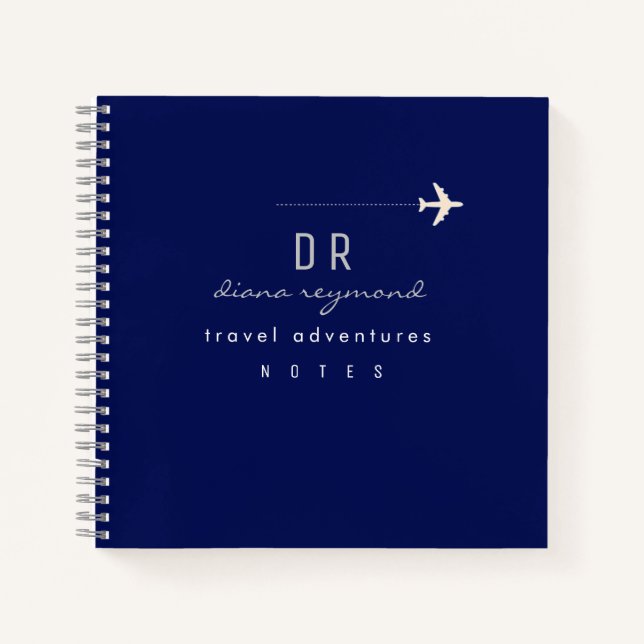 Cuaderno Notas de las aventuras de viaje Azul (Anverso)