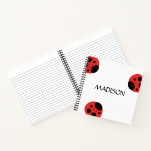 Cuaderno Notas de mariquita escarabajo rojo negro