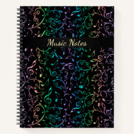 Cuaderno Notas de música arcoiris personalizadas