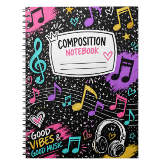 Cuaderno Notas de Música Coloridas y Composición de Buenas