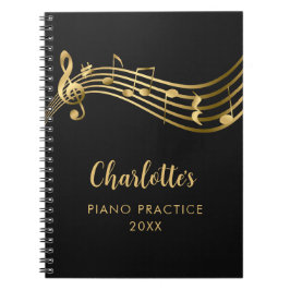 Cuaderno Notas de Música de Práctica de Piano de Oro Profes