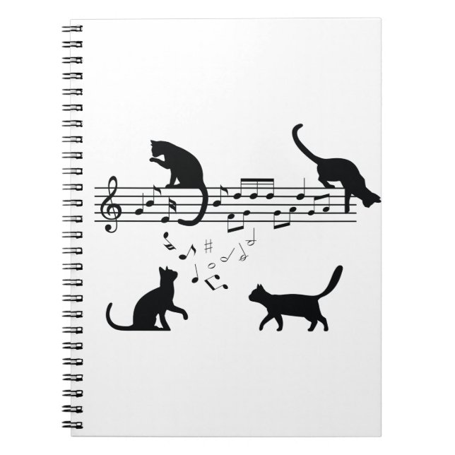 Cuaderno Notas de música de reproducción de gatos (Frente)