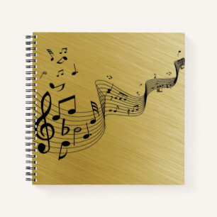 Cuaderno Notas de música pinchadas con oro 