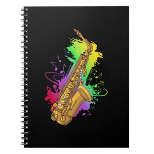 Cuaderno Notas de música saxofonista saxofón