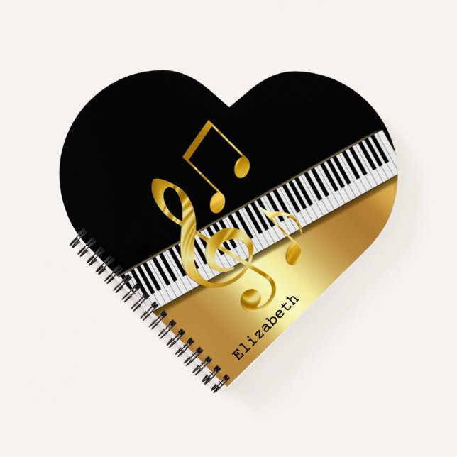 Cuaderno Notas de Música,Teclas de Piano Elegantes Modernas (Anverso)