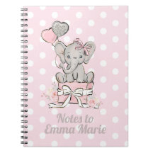 Notas de niña elefante rosa plateado para