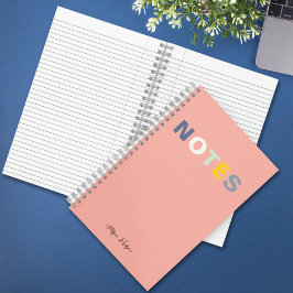 Cuaderno Notas de nombre completo en monogramado rosado par