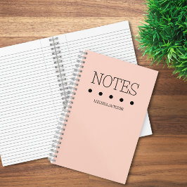 Cuaderno Notas de nombre completo en monogramado rosado par
