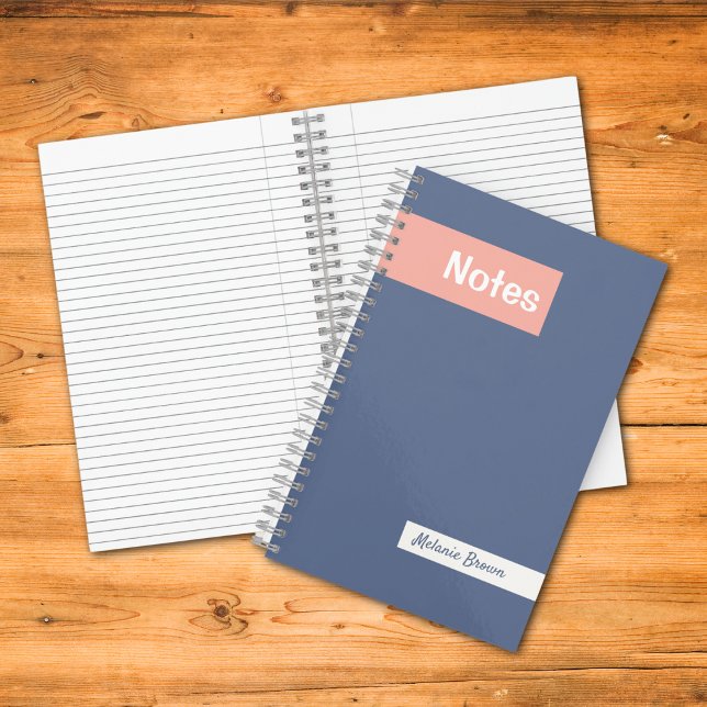 Cuaderno Notas de nombre completo monogramadas en rosa azul (Subido por el creador)