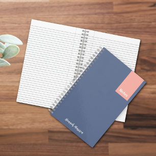 Cuaderno Notas de nombre completo monogramadas en rosa y az