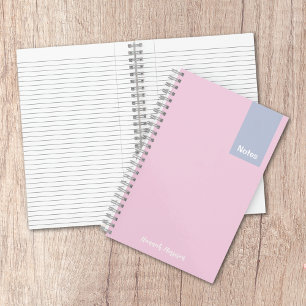 Cuaderno Notas de nombre completo monogramadas en rosa y pú