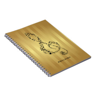 Cuaderno Notas de oro de la música del Clef agudo del negro