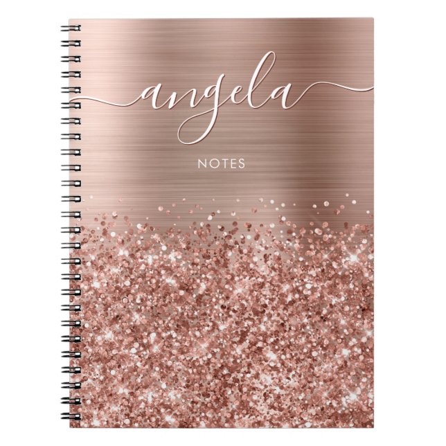 Cuaderno Notas de oro de Rosa Purpurinoso (Frente)