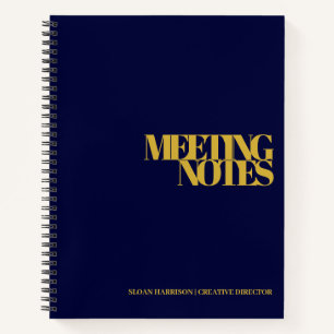 Cuaderno Notas de reunión de negocios modernas dorado azul