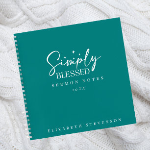 Cuaderno Notas de sermón azules teal negritas modernas simp