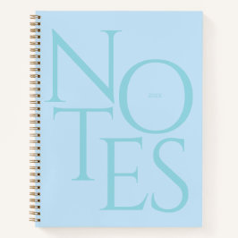 Cuaderno Notas de Tipografía Única Pastel Azul Turquesa
