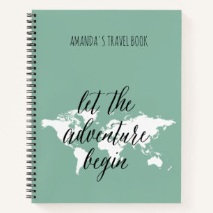 Cuaderno Notas de viaje de mapas mundiales personalizadas