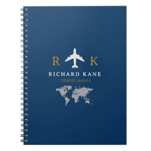 Cuaderno Notas de viaje monograma azul