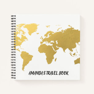 Cuaderno Notas de viaje personalizadas del mapa del mundo d
