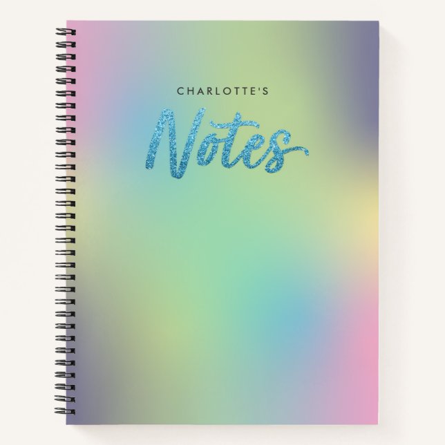 Cuaderno Notas del Purpurina azul del patrón de mezcla de u (Anverso)