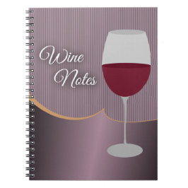 Cuaderno Notas del vino con las rayas y la copa de vino